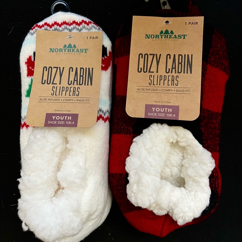2 Pairs of Youth Northeast Outfitters Cozy Cabin Slippers